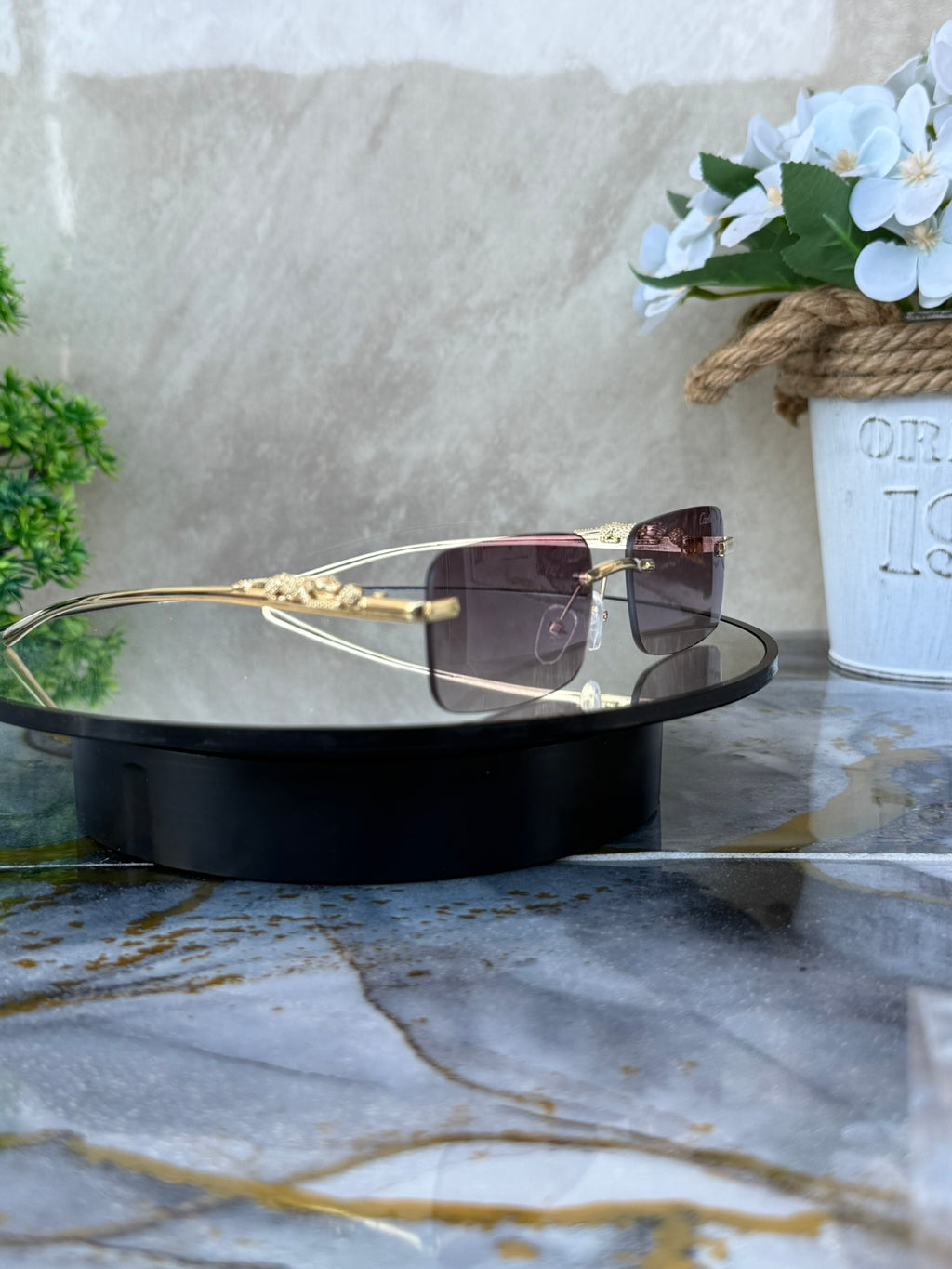 🕶️✨ Gafas Cartier – Diseño Rimless con Detalle Pantera ✨🕶️